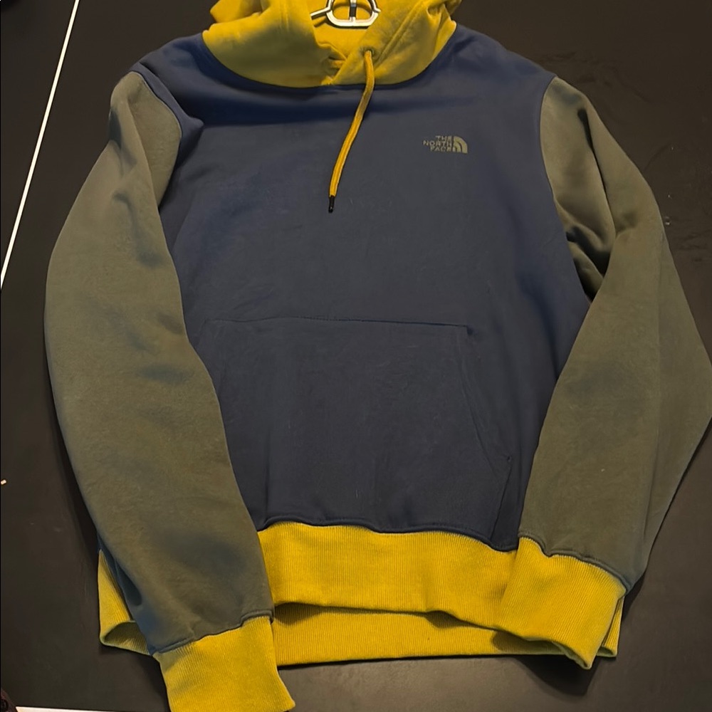 The North Face Men's Blue and Yellow Hoodie